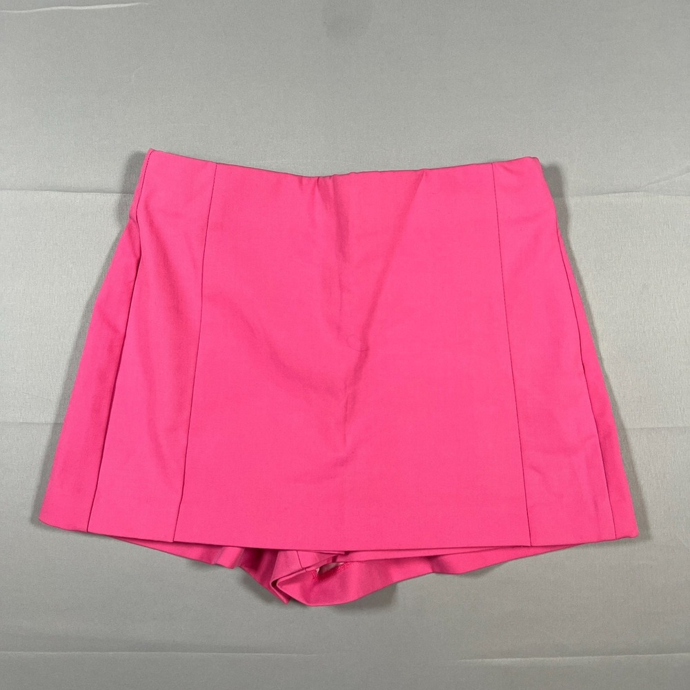 Zara Mini Skirt Women XS Fuchsia Purple Pleated High Waisted Side Zip Officewear